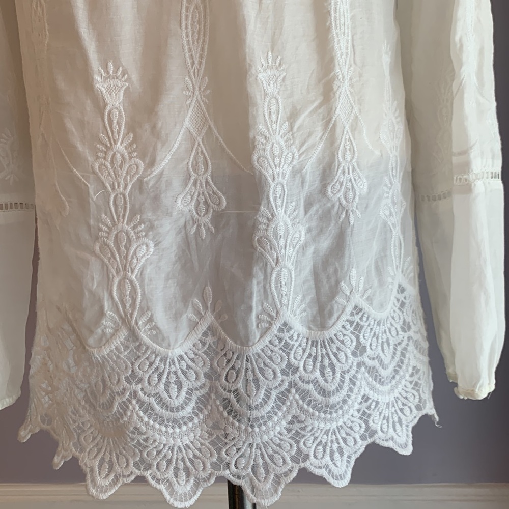 White House Black Market boho long sleeve embroidered lace tunic Size XS - Picture 5 of 15